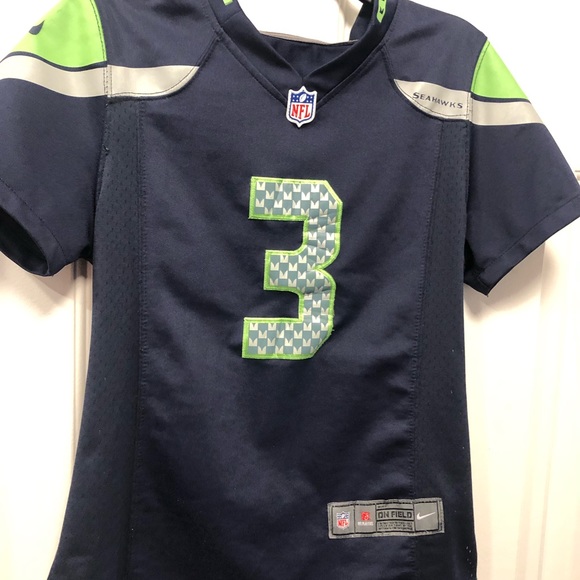 Nike On Field NFL Seattle Seahawks￼ Russell Wilson #3 Women’s Sewn Jersey Size M - Picture 9 of 11